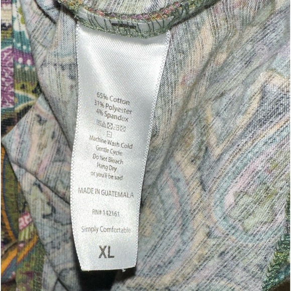 LulaRoe T Shirt XL  Multicolor Paisley Short Sleeve Tee Oversized Tunic Colorful - Picture 4 of 6